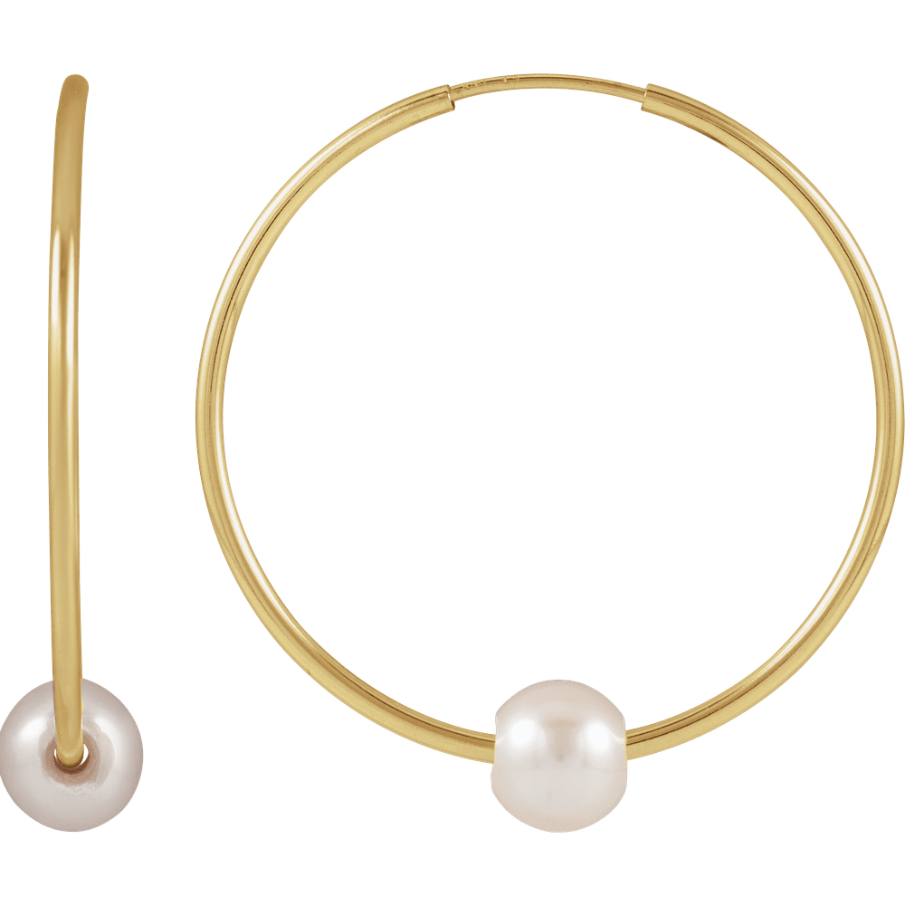 One Pearl Hoop Earrings