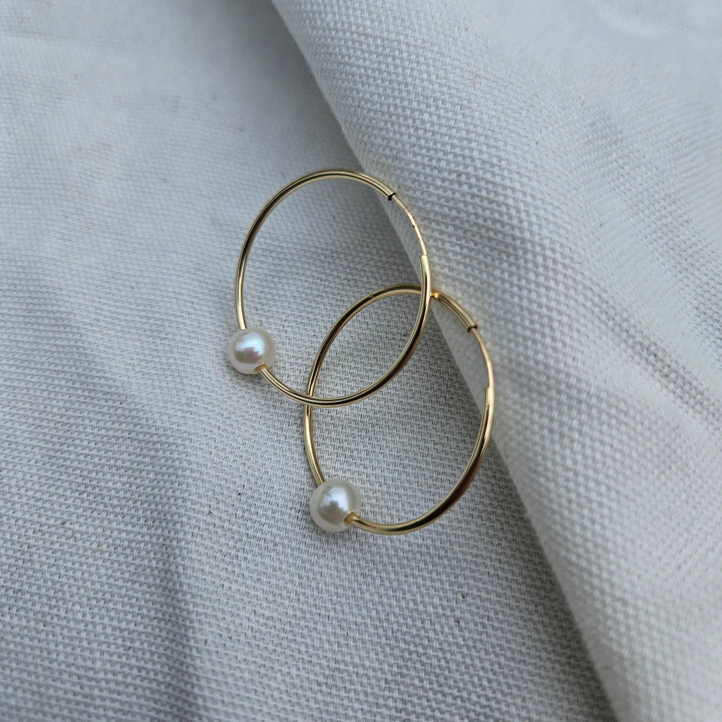 One Pearl Hoop Earrings